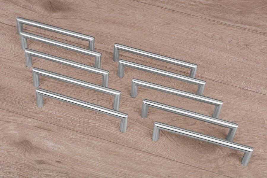 Gedotec Leila Design kastgreep roestvrij staal meubelgreep 128 mm stanggreep rond deurgreep met gatafstand 128 mm ladegreep roestvrij staal mat geborsteld 10 stuks keukengreep met schroeven