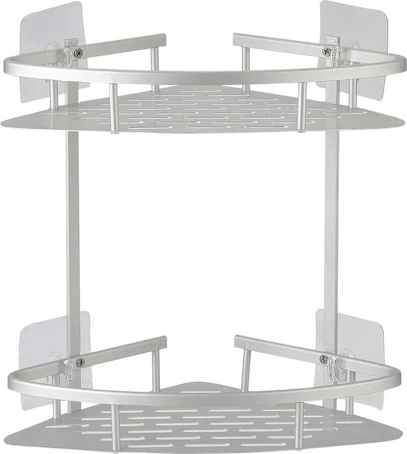 Geen boren badkamer planken 2 Tier douche plank Caddy voor Shampoo Corner Shelf