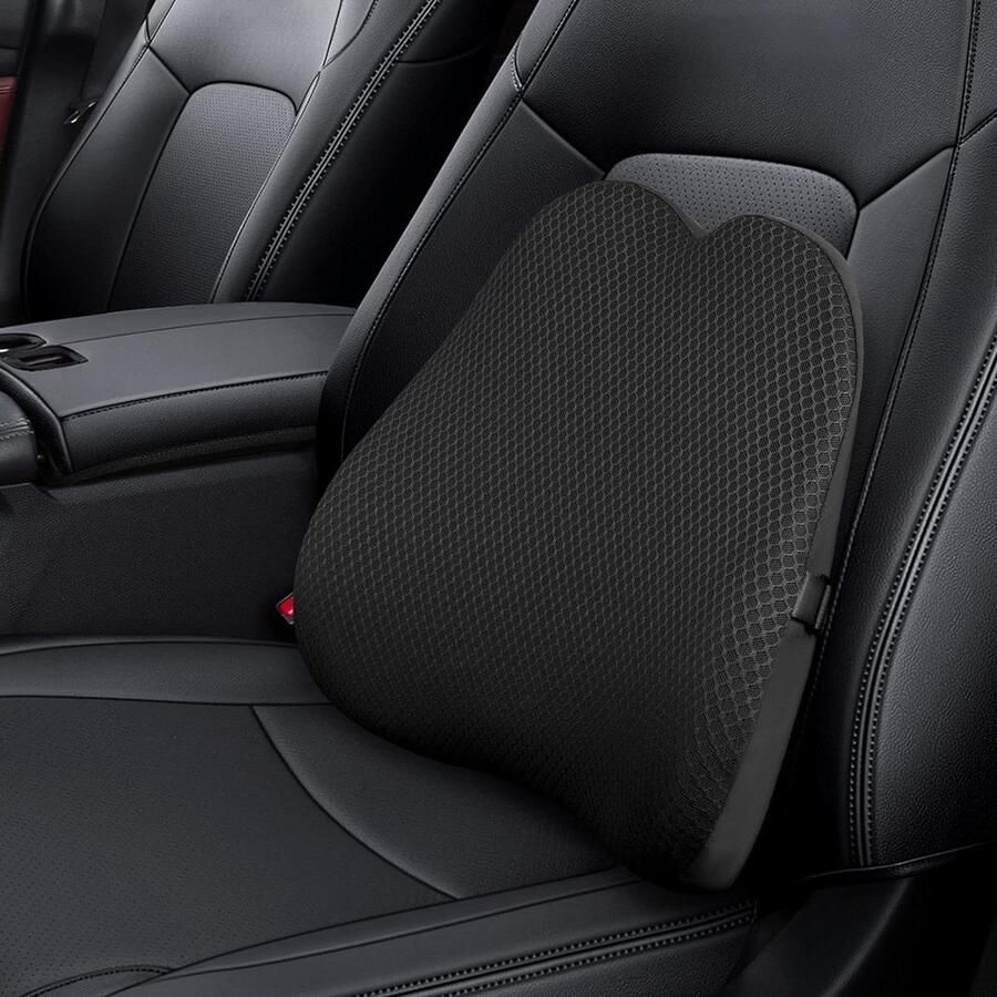 Geheugenschuim lumbale ondersteuning kussen voor auto rug en lendensteun vermoeidheid verminderen en pijnverlichting comfort voor bureaustoel zwart