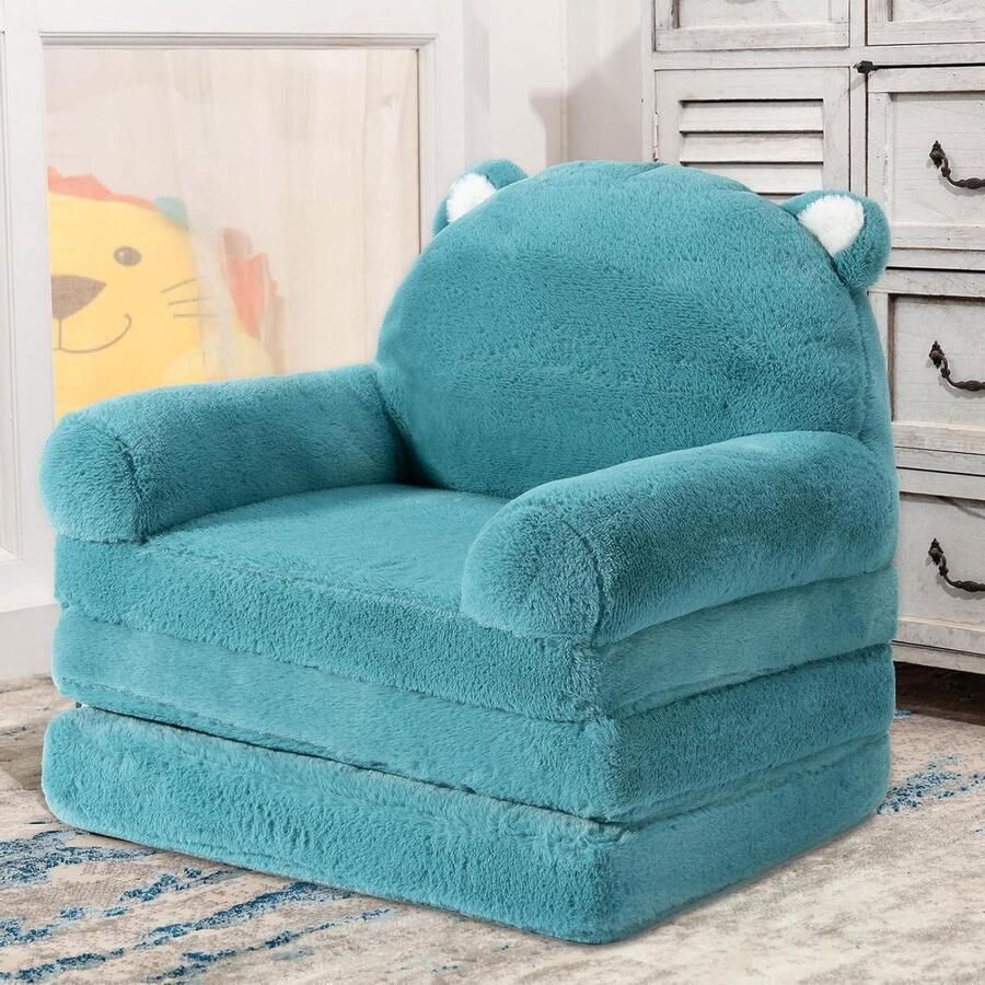 Opvouwbare kinderbank met dubbele zitting 2-in-1 klapbed Kinderbank met zak Comfortabele kinderbank Slaapkamer kinderkamer speelkamer Cadeau voor meisjeswolken