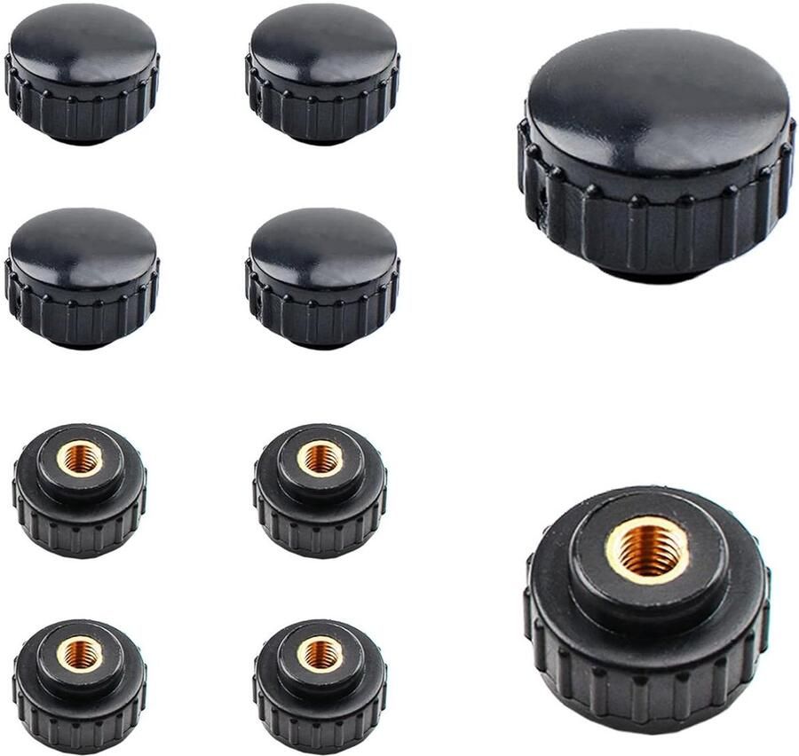 Gekartelde draadklemknop 10 stuks Zwart plastic Set messing vrouwelijke schroefdraadmoer Mechanische apparatuur Robuuste schroefhandgreep