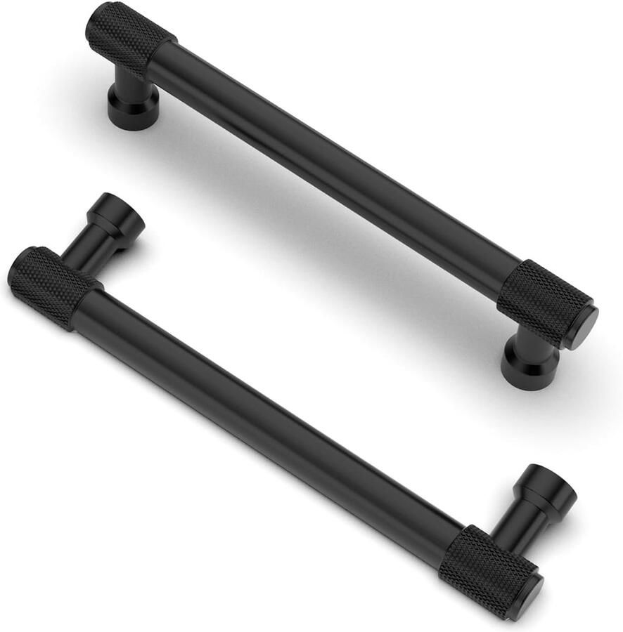 Gekartelde kastgrepen 10 stuks zwarte handgrepen 128 mm