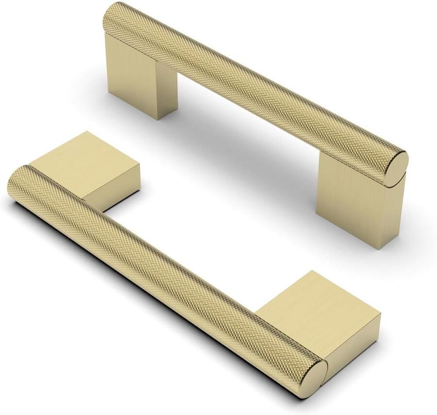 Gekartelde meubelgrepen 10 stuks geborsteld messing 96 mm boorgatafstand