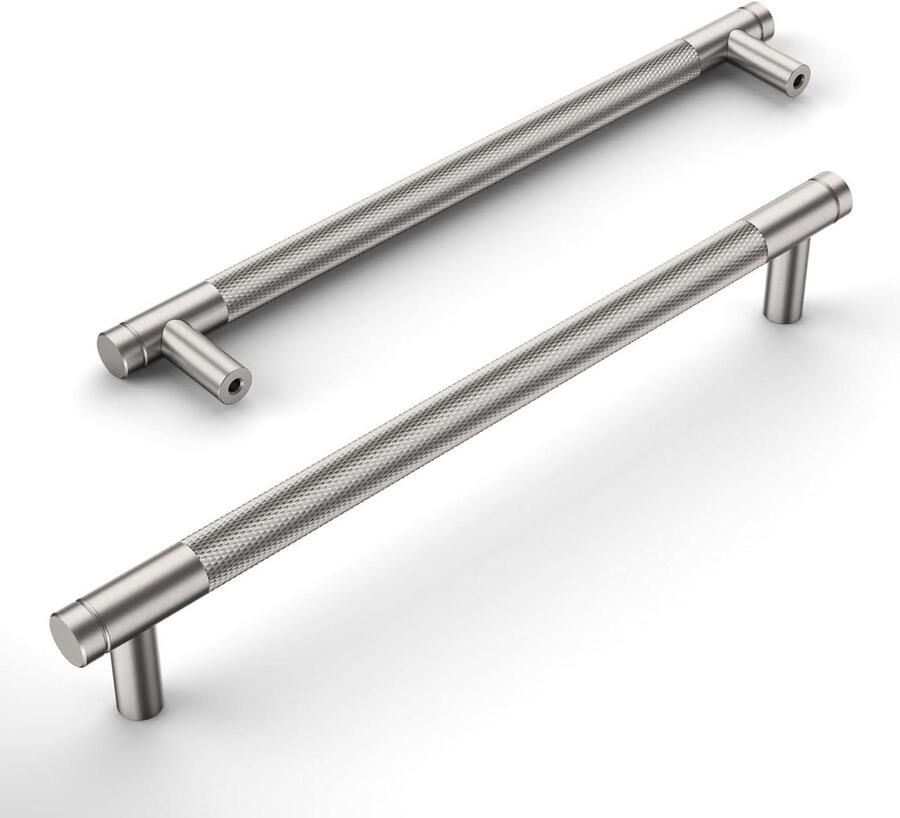 Gekartelde zilverkleurige kastgrepen 10 stuks met gatafstand voor keukenkasten en commodes