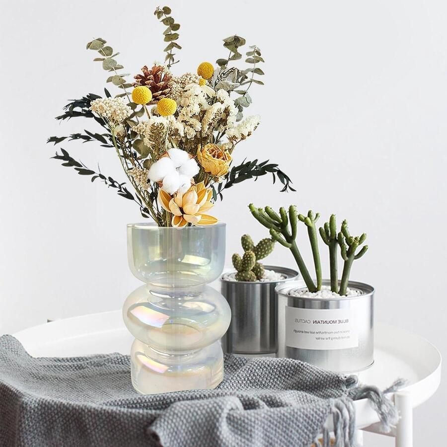 Gekleurde glazen golvende vaas tulpen vazen bloemenvaas decoratief voor thuis bloemenarrangement woonkamer cadeau tafel kantoordecoratie werkkamer versierd met vazen - Foto 2