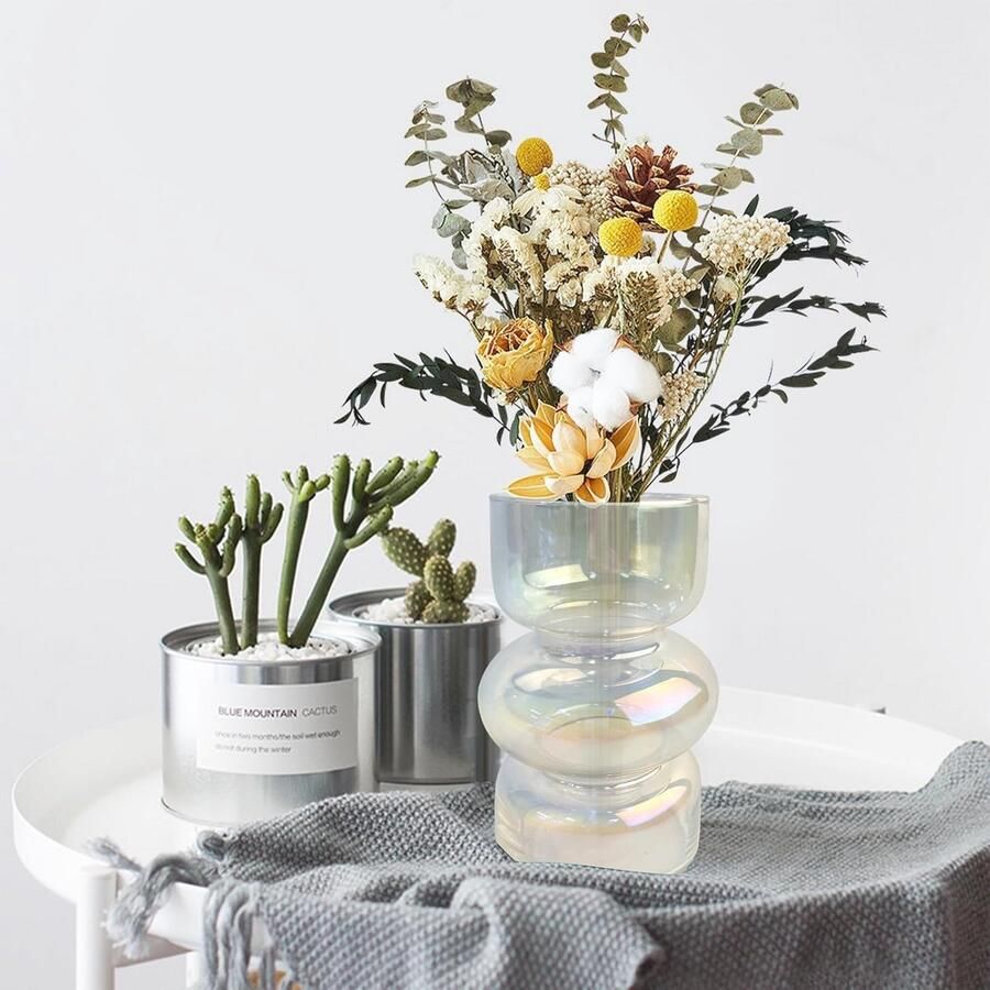 Gekleurde glazen golvende vaas tulpen vazen bloemenvaas decoratief voor thuis bloemenarrangement woonkamer cadeau tafel kantoordecoratie werkkamer versierd met vazen