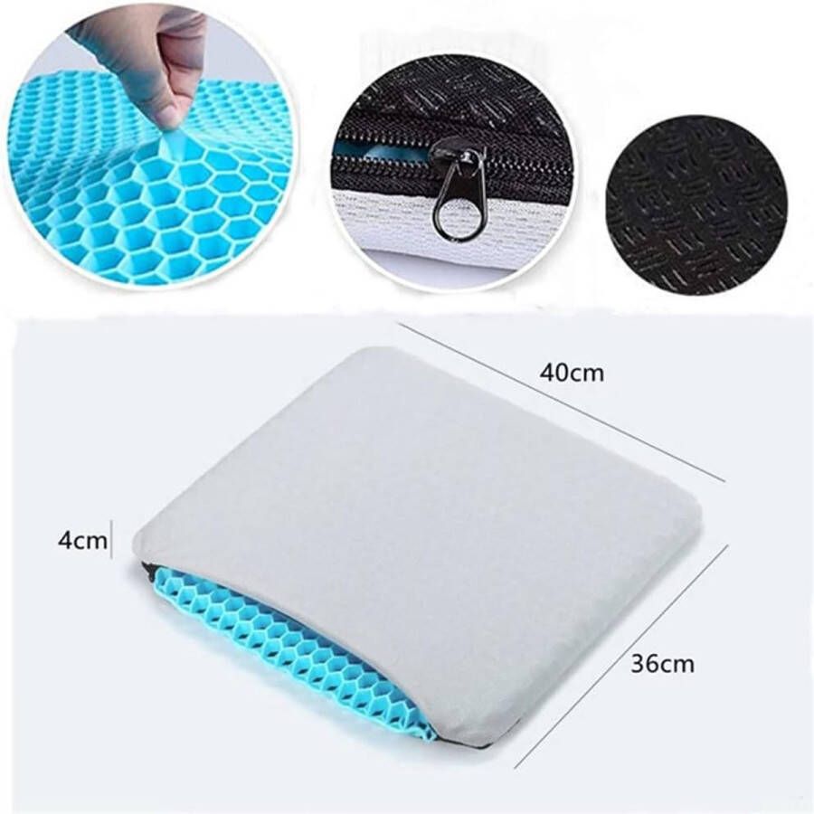 Gel kussen orthopedische gel zitkussen het drukontlastende zitkussen voor rolstoelen autostoelen bureaustoelen enz. in de afmetingen 43 x 37 x 4 cm (blauw 40 x 36 x 4 cm)