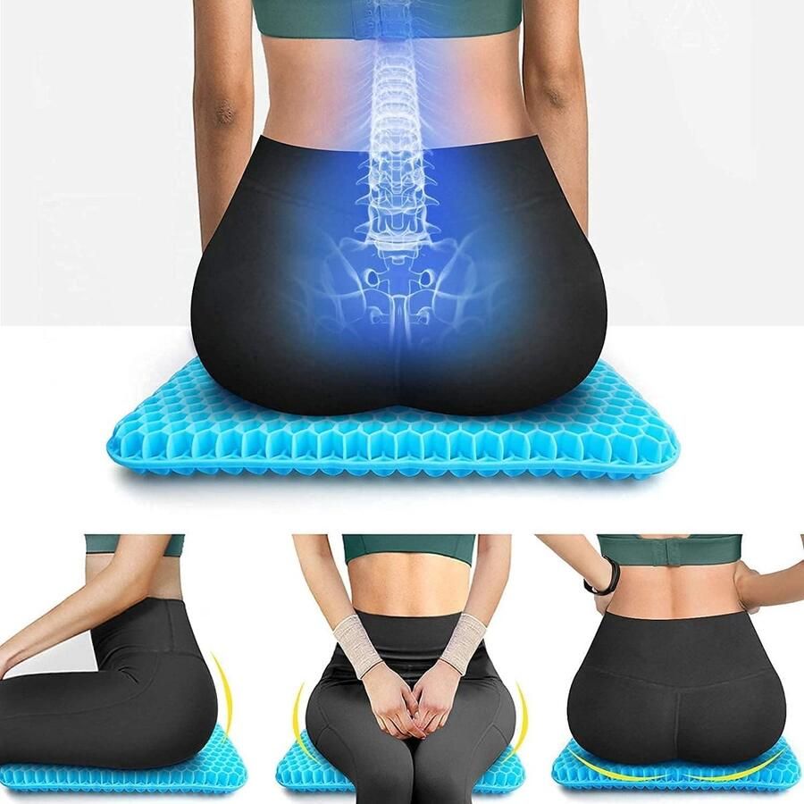 Gel kussen orthopedische gel zitkussen het drukontlastende zitkussen voor rolstoelen autostoelen bureaustoelen enz. in de afmetingen 43 x 37 x 4 cm (blauw 40 x 36 x 4 cm) - Foto 2