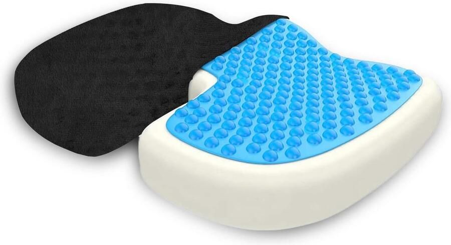 Zitkussen orthopedisch met ademend gelkussen stuitkussen hoge memory foam verlichting voor rug heuppijn orthorug wigkussen ergonomisch comfort voor bureaustoel auto