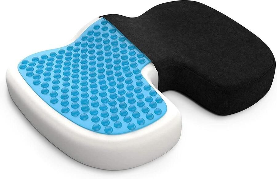 Gel Layer Seat Cushion Memory Foam Orthopaedic Cushion for Coccyx Pain Relief and Pressure Sores Ideal for Car Desk Wheelchair Standard Size