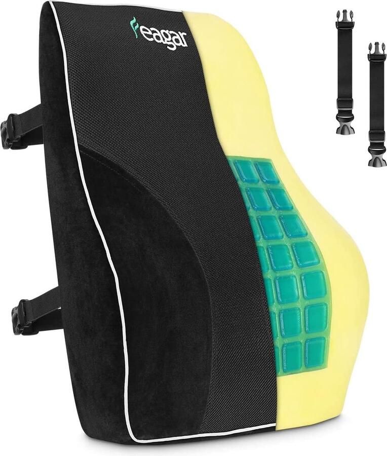 Goodivery Gel-rugkussen ergonomisch traagschuim lendenkussen rugkussen voor bureaustoel lendensteun Lendenkussen voor kantoorauto thuis