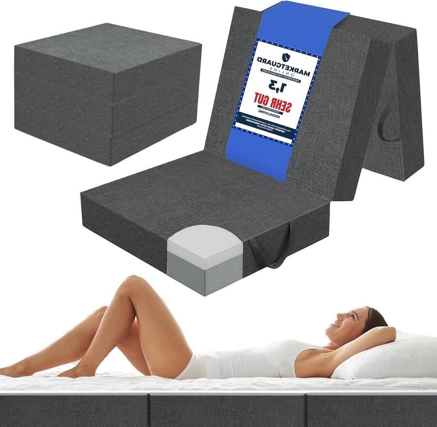 Gel traagschuim vouwmatras 190 x 60 x 7 cm 3-delige vouwmatras extra dik schuim camping vloer gastenmatras grijs vouwmatras