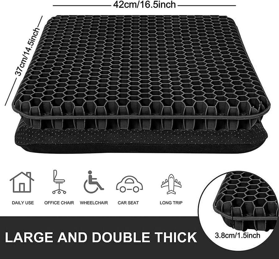 Gel zitkussen bureaustoel kussen verlichting stuitbeen druk comfortabel en ademend voor auto kantoor thuis rolstoel