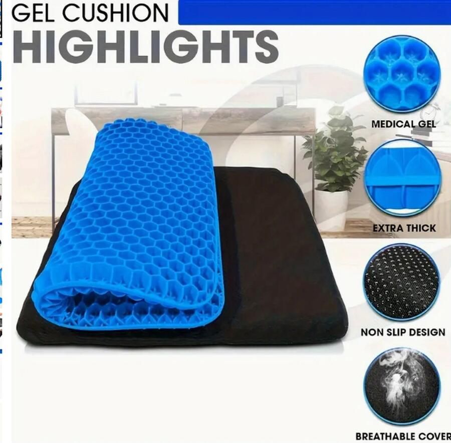 Gel Zitkussen Zacht Ademend Verlicht Heuppijn Bureaustoel Rolstoel Auto