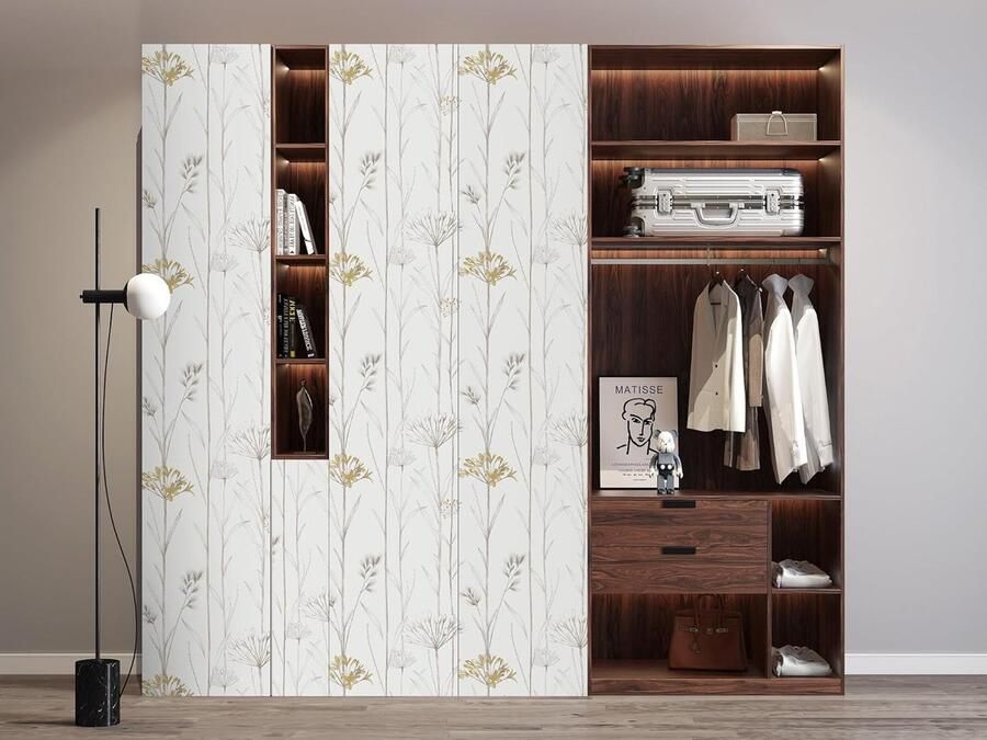 Gele bloem groen behang pellen en plakken behang met bloemen textuur vinyl vintage zelfklevend behang keuken kasten achterwand open haard wasruimte accent wanddecoratie