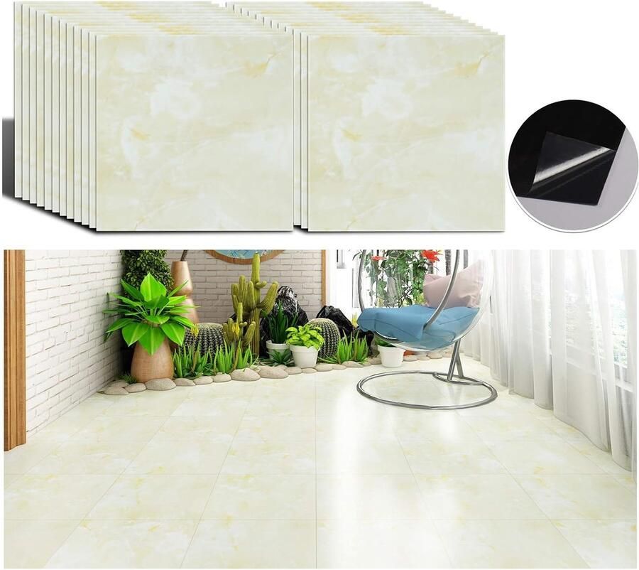 Gele marmeren tegelstickers luxe uitstraling 1 stuk 30x30 cm