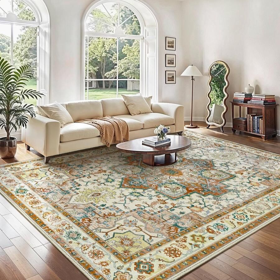 GENIMO Vintage vloerkleed 200x290cm Woonkamer vloerkleden Extra grote vloerkleden Boho vloerkleed Groot antislip vloerkleed Slaapkamer Eetkamer Kantoor