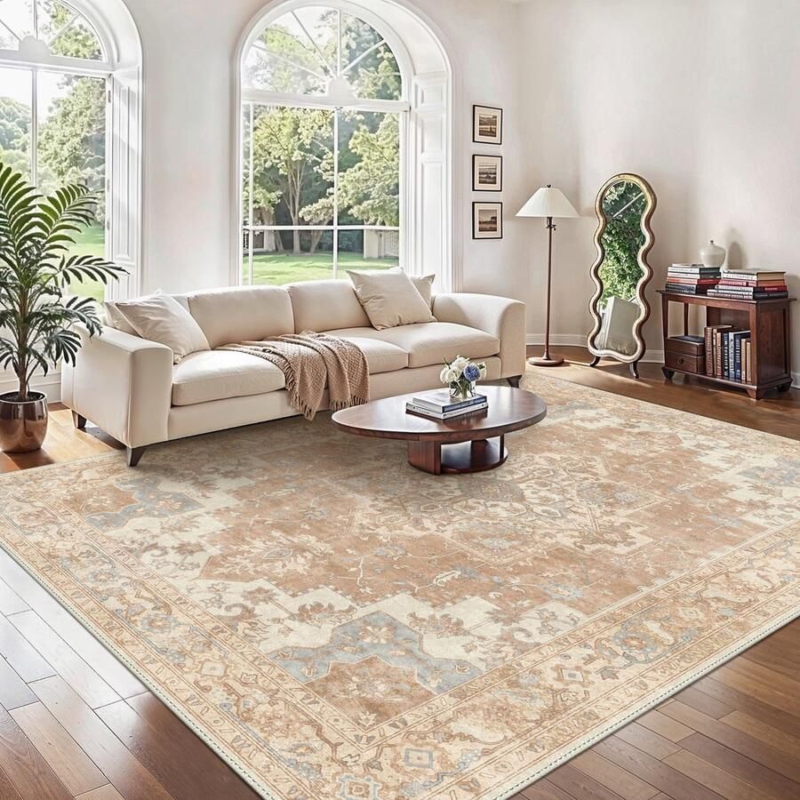 GENIMO Vintage vloerkleed 200x290cm Woonkamer vloerkleden Extra grote vloerkleden Boho vloerkleed Groot antislip vloerkleed Slaapkamer Eetkamer Kantoor