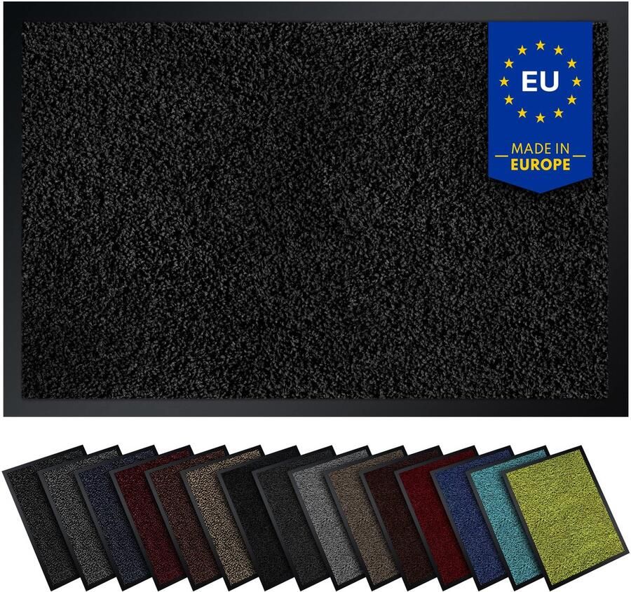 Gentle North Hoogwaardige deurmat zwart 60x90 groot voor binnen & buiten vuilvanger mat antislip afwasbaar & weerbestendig deurmat voor entree & buitenruimte gangloper dun