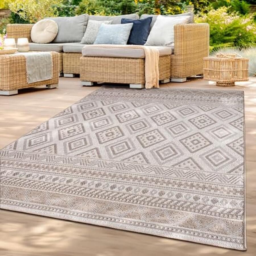 Geometrisch Tapijt voor Binnen en Buiten Beige 300x400 cm