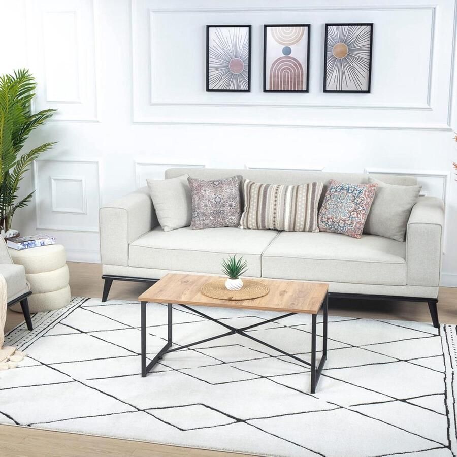 Geometrisch tapijt voor woonkamer moderne Scandi Area tapijten Azteekse abstracte tapijten voor slaapkamer en keuken Berber Boho stijl gemakkelijk te onderhouden groot