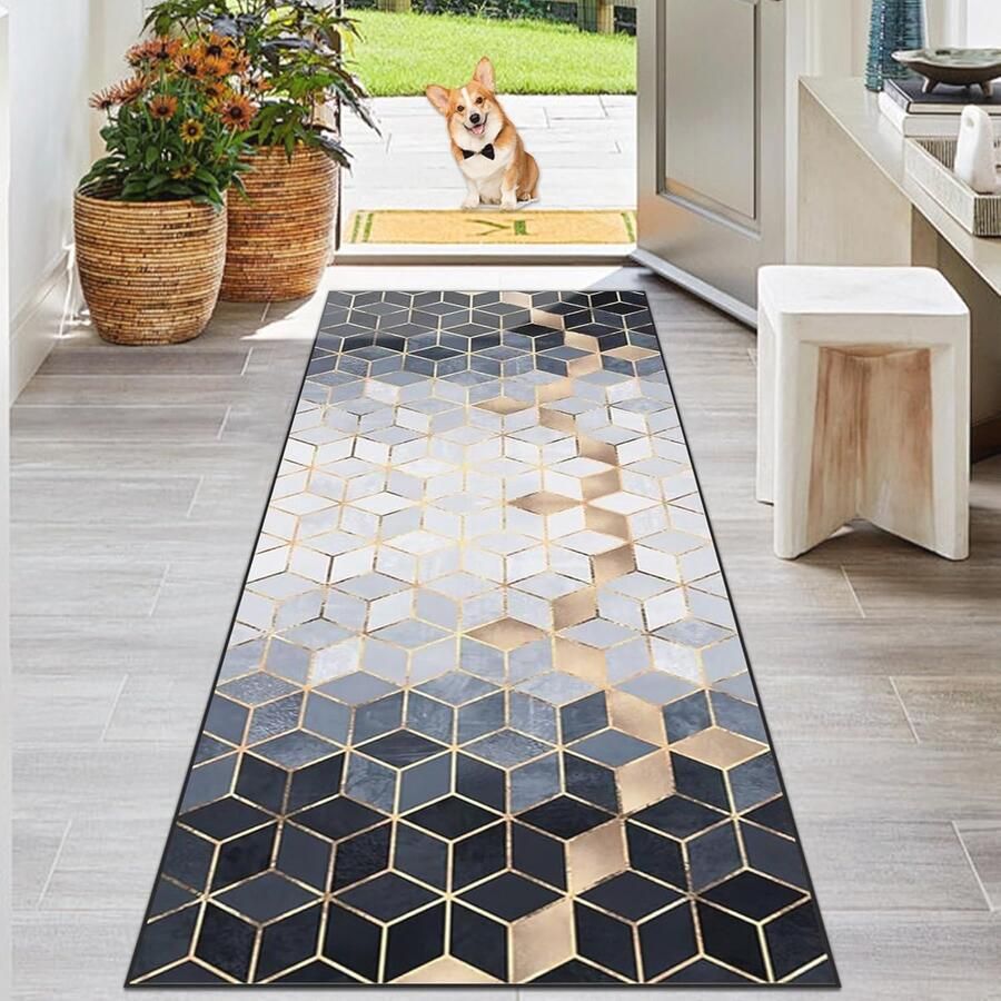 Geometrisch Vloerkleed – Antislip en Wasbaar Tapijt voor Woonkamer Keuken Slaapkamer en Entree – 50 x 150 cm