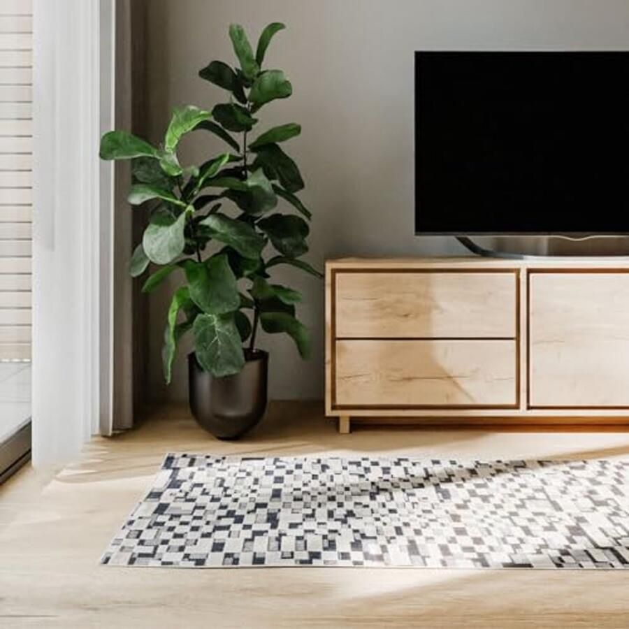 Geometrisch Vloerkleed voor Binnen en Buiten Blauwwit 80x300 cm Weerbestendig en Onderhoudsvriendelijk