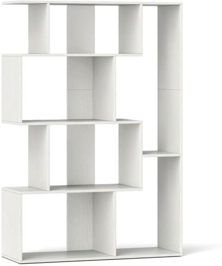 Geometrische boekenkast – Vrijstaande opbergplank met 6 kubussen open achterkant en anti-kantelbeveiliging – Wit
