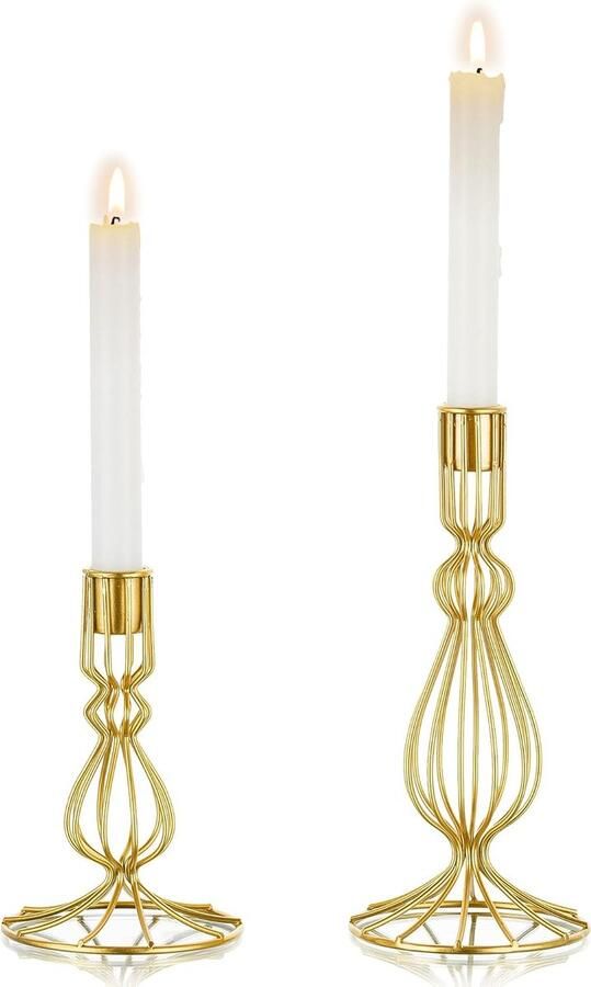 Senza Marchio Geometrische Draad Kandelaar Houders Gouden Metalen Taper Kandelaar Houder Moderne Kandelabra Set Decoratieve Diner Tafel Centerpiece voor Bruiloft Event Party Mantel Open haard