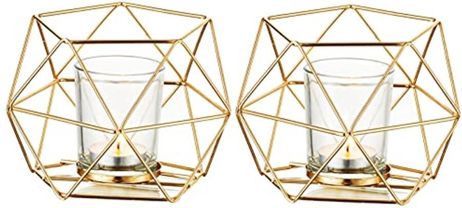 Geometrische Gouden Kaarsenhouder Decoratieve Theelichthouder voor Moderne Tafel Decoratie