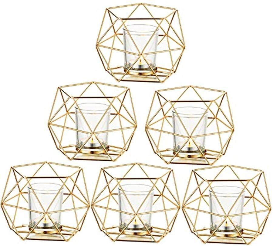 Geometrische Gouden Kaarsenhouder Decoratieve Theelichthouder voor Tafel en Plank