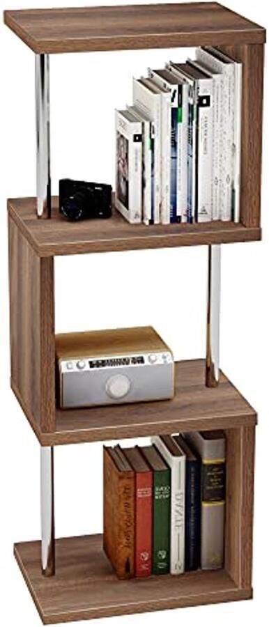 Geometrische S-vormige Boekenplank 4 Laags Modern Metalen Boekenkast voor Woonkamer Slaapkamer Kantoor