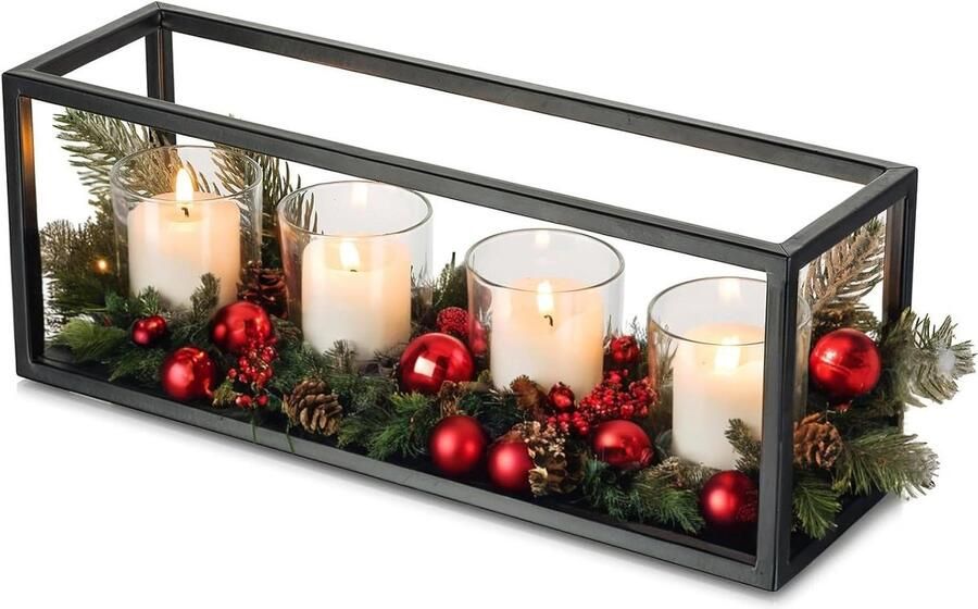 Geometrische Theelichtkaarshouders Metaal Moderne 4 Theelichthouders Voor Kerst Advent Decoratieve Orkaan Kaarshouders Pilaar Kaarsen Kandelaar Voor Koffie Eettafel Centerpiece
