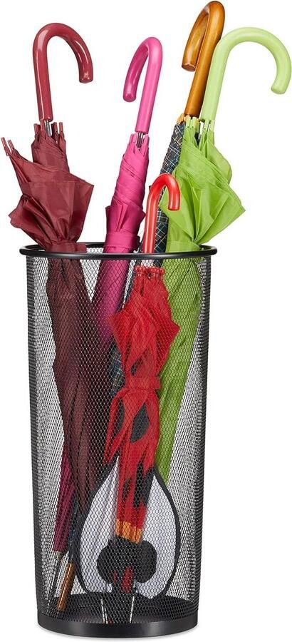 Geperforeerd metaal paraplubak zwart Ø 26 cm 50 cm hoog parapluhouder