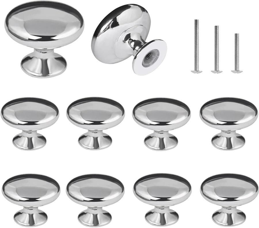 Gepolijste kastknoppen Ronde zilveren ladeknoppen 10 stuks