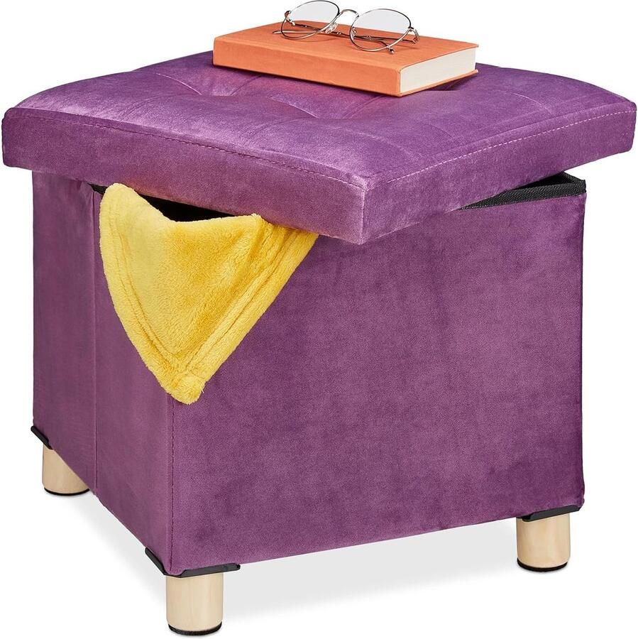 Gepolsterde hocker multifunctioneel 1 stuk paars fluwelen stof 35x38x38 cm