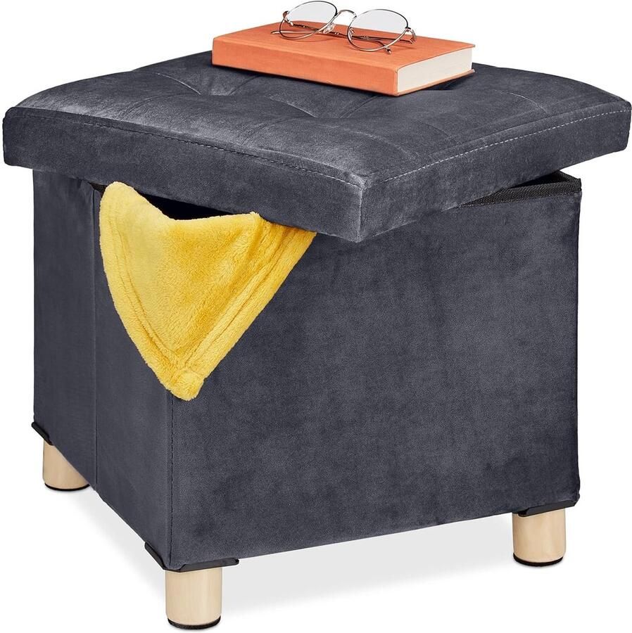 Gepolsterde hocker veelzijdig en modern 1 stuk donkergrijs fluweel 35x38x38 cm