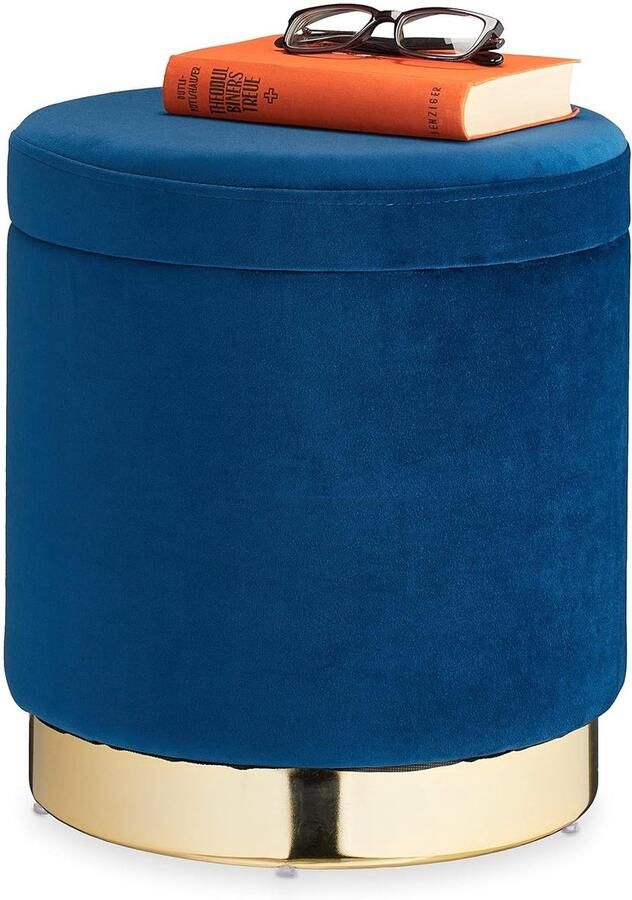 Gepolsterde poef met opbergruimte veelzijdig en modern 1 stuk blauw fluweel