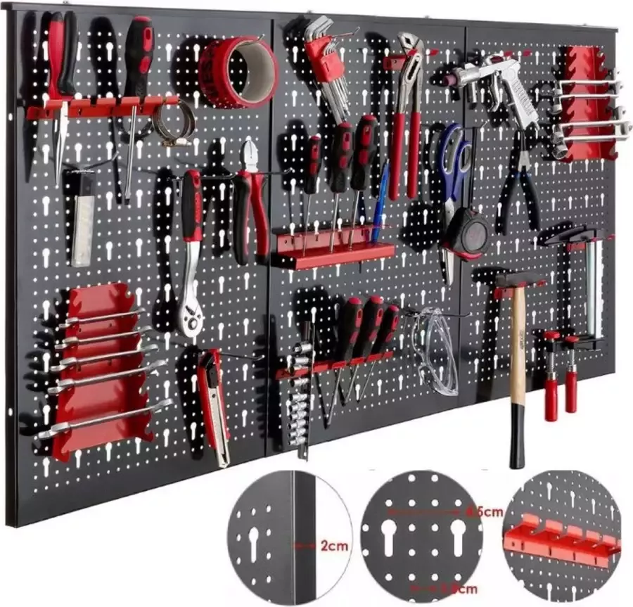 Gereedschapsbord Gaatjesbord Werkplaatsinrichting Pegboard Pegbord Ophangbord Wandbord Metaal