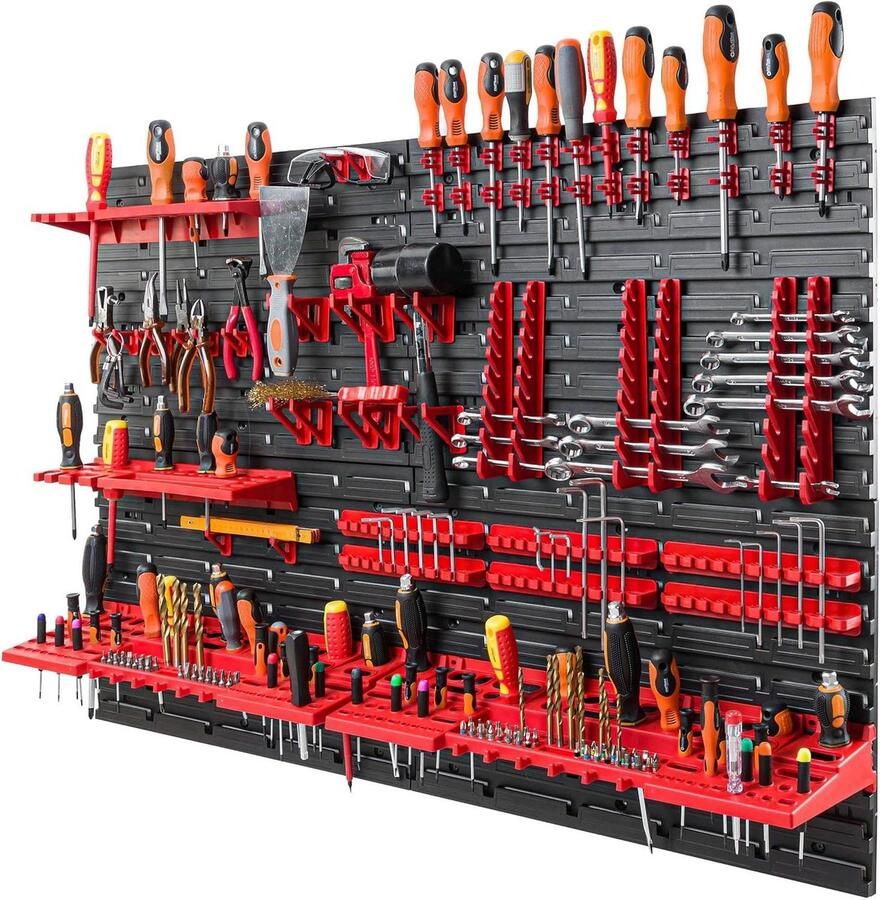 Gereedschapswand handig voor garage en werkplaats 58 houders 115 x 78 cm kunststof