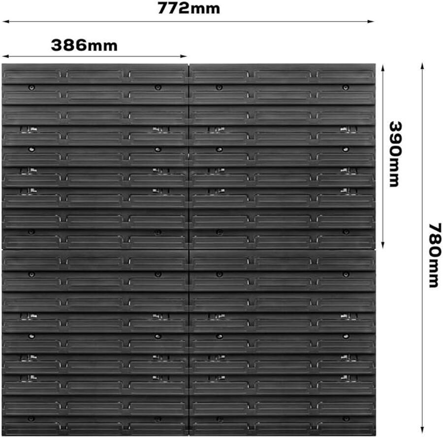 Gereedschapswand met houderplaat veelzijdig 4 wandplaten blauw polypropyleen