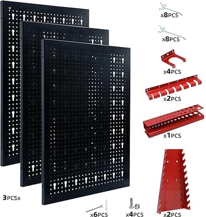 Gereedschapswand werkplaatsrek gereedschapsdrager 120 x 60 x 2 cm 3