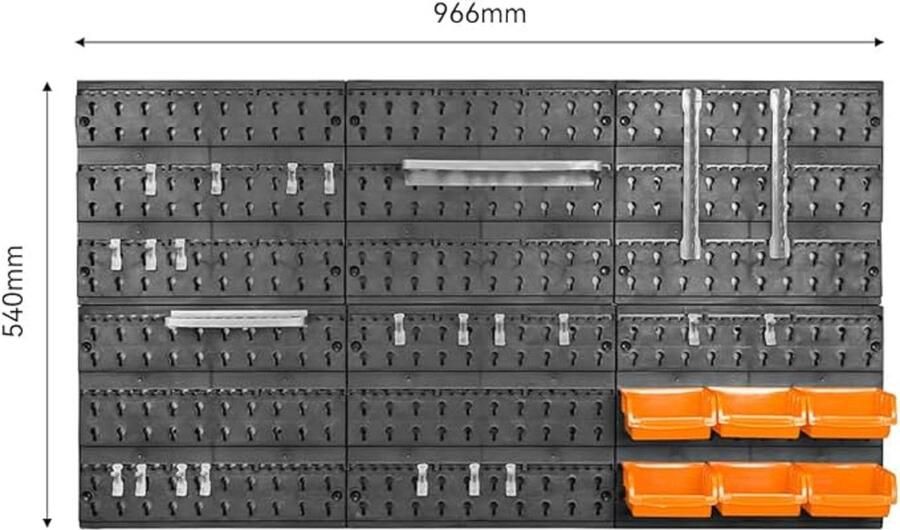 Gereedschapswand werkplaatsrek gereedschapsdrager 36 Pieces 965 x 540 mm