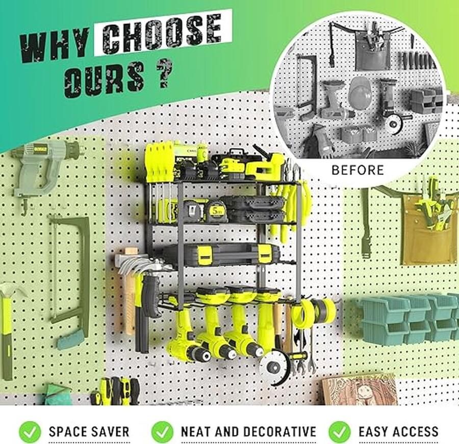 Gereedschapswand werkplaatsrek gereedschapsdrager 4 Layer