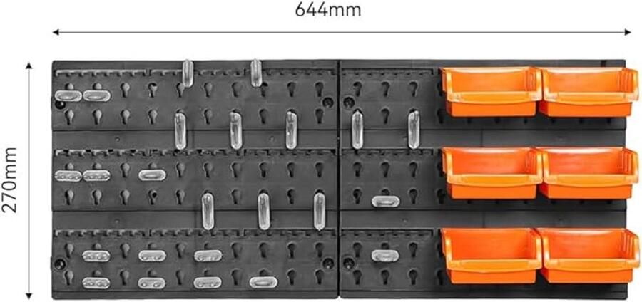 Gereedschapswand werkplaatsrek gereedschapsdrager Pack of 32 645 x 270 mm