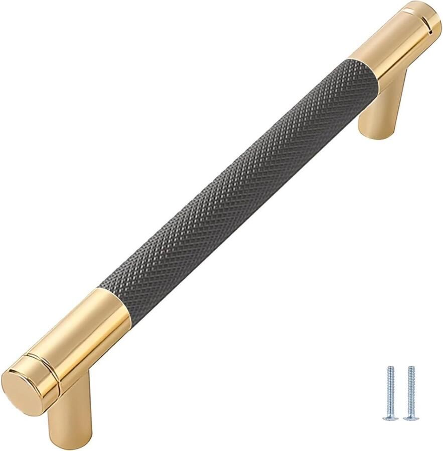 10-stuks Geribbelde Meubelgrepen Stanggrepen van Roestvrij Staal Zwart 128 mm Keukenkasten Kasten cabinet handle black