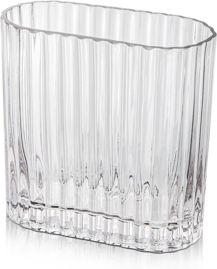 Geribbelde vaas glazen vaas vazen decoratie bloemenvaas voor tafeldecoratie moderne vaas transparante vaas van glas voor woonkamer eettafel entree schoorsteenmantel plank bruiloft kantoor