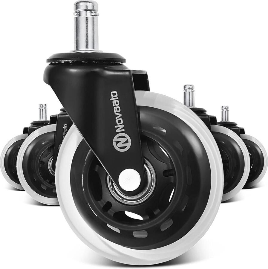 Geruisloze Bureaustoelwieltjes Set van 5 voor Harde Vloeren Krasvrije Wieltjes met 360° Draaifunctie