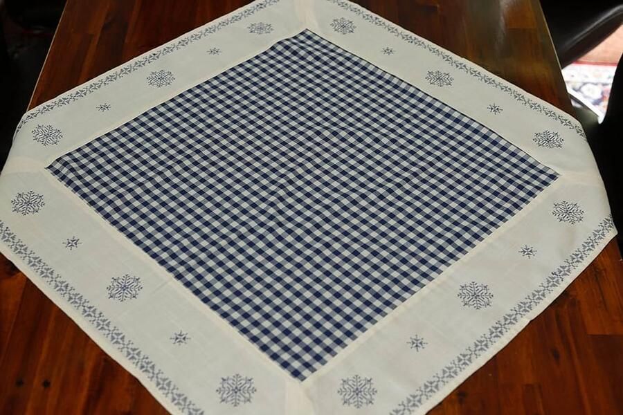Geruit Tafelkleed Blauw Polyester 85 x 85 cm