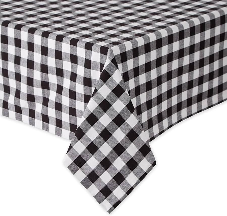 Geruit tafelkleed zwart katoen 52 x 52